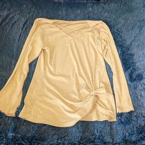 Tan Long Sleeve Knot Top